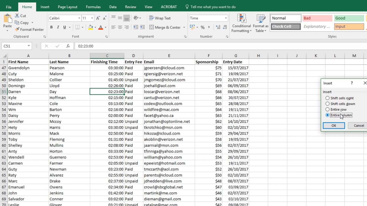 2016 Excel Shortcuts Cheat Sheet